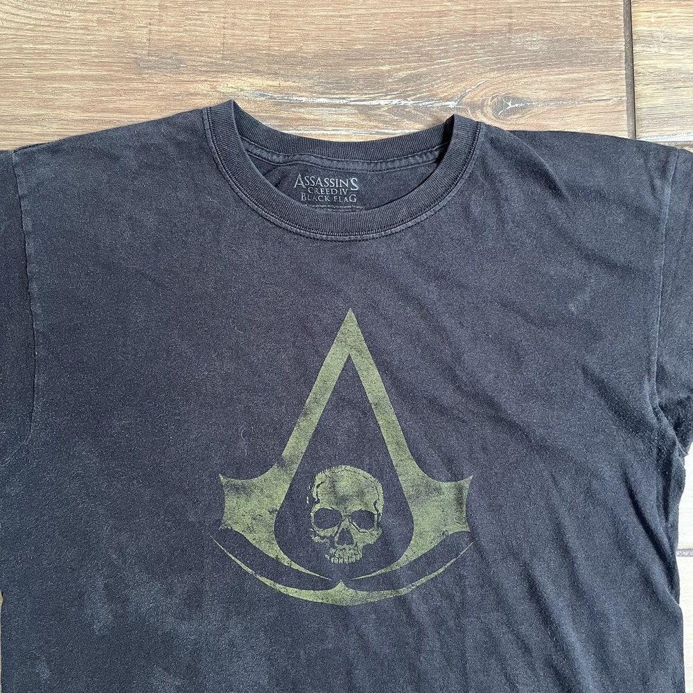 Assassin's Creed IV Mens T-Shirt - Black Flag Simple Gray Logo Size Medium Image